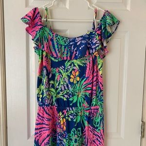 Blue off the shoulder lily pulitzer romper medium